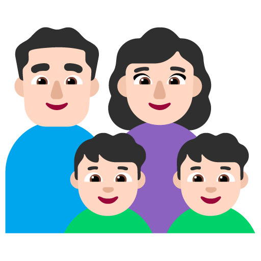 Familia - Hombre: Tono de Piel Claro, Mujer: Tono de Piel Claro, Niño: Tono de Piel Claro, Niño: Tono de Piel Claro