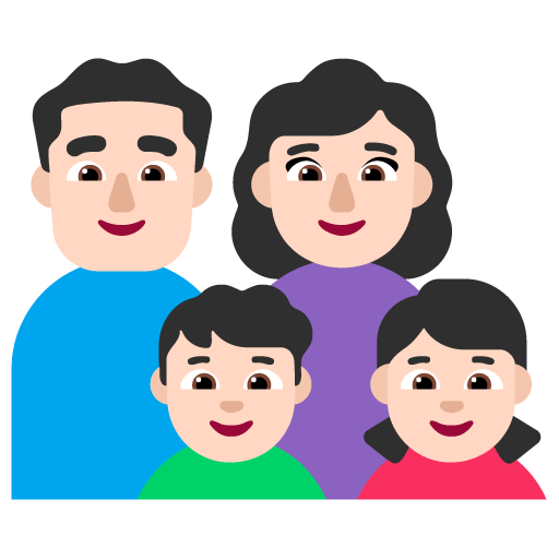 Familia - Hombre: Tono de Piel Claro, Mujer: Tono de Piel Claro, Niño: Tono de Piel Claro, Niña: Tono de Piel Claro