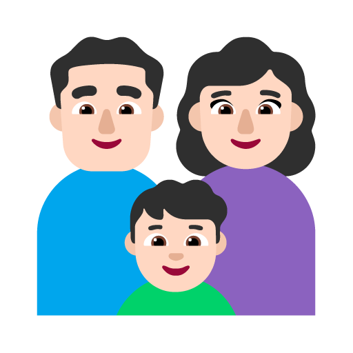 Familia - Hombre: Tono de Piel Claro, Mujer: Tono de Piel Claro, Niño: Tono de Piel Claro