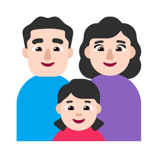 Familia - Hombre: Tono de Piel Claro, Mujer: Tono de Piel Claro, Niña: Tono de Piel Claro