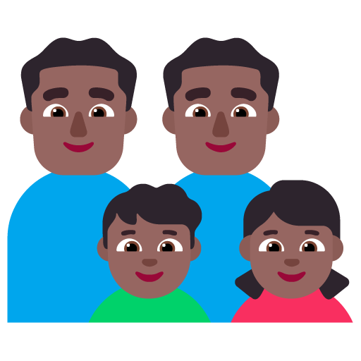 Keluarga - Pria: Warna Kulit Gelap-Sedang, Pria: Warna Kulit Gelap-Sedang, Anak laki-laki: Warna Kulit Gelap-Sedang, Anak perempuan: Warna Kulit Gelap-Sedang