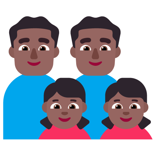 Familia - Hombre: Tono de Piel Oscuro Medio, Hombre: Tono de Piel Oscuro Medio, Niña: Tono de Piel Oscuro Medio, Niña: Tono de Piel Oscuro Medio