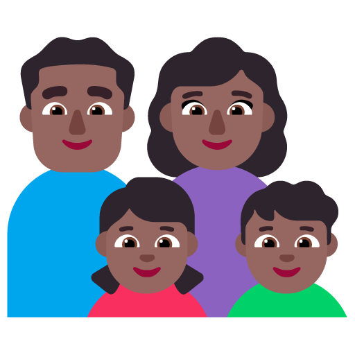 Familia - Hombre: Tono de Piel Oscuro Medio, Mujer: Tono de Piel Oscuro Medio, Niña: Tono de Piel Oscuro Medio, Niño: Tono de Piel Oscuro Medio