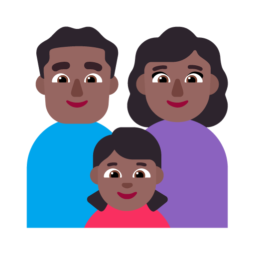 Familia - Hombre: Tono de Piel Oscuro Medio, Mujer: Tono de Piel Oscuro Medio, Niña: Tono de Piel Oscuro Medio