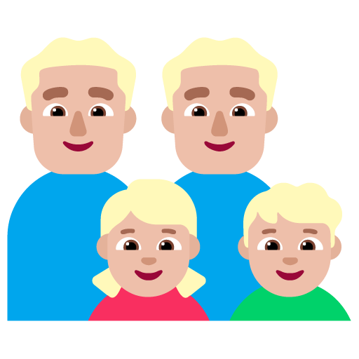 Familia - Hombre: Tono de Piel Claro Medio, Hombre: Tono de Piel Claro Medio, Niña: Tono de Piel Claro Medio, Niño: Tono de Piel Claro Medio
