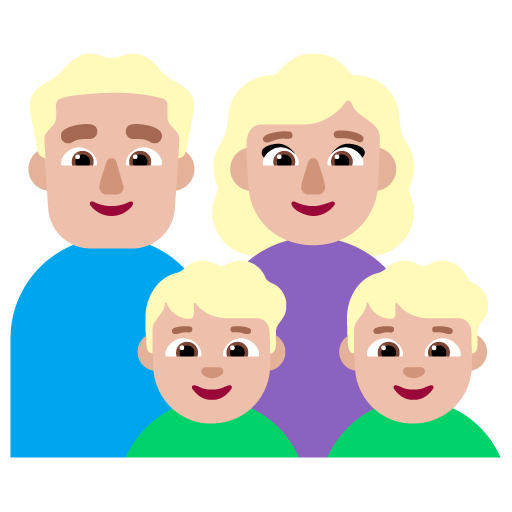 Familia - Hombre: Tono de Piel Claro Medio, Mujer: Tono de Piel Claro Medio, Niño: Tono de Piel Claro Medio, Niño: Tono de Piel Claro Medio