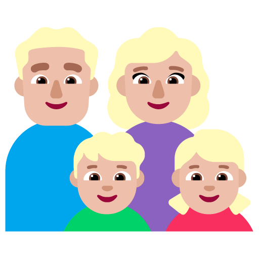 Familia - Hombre: Tono de Piel Claro Medio, Mujer: Tono de Piel Claro Medio, Niño: Tono de Piel Claro Medio, Niña: Tono de Piel Claro Medio
