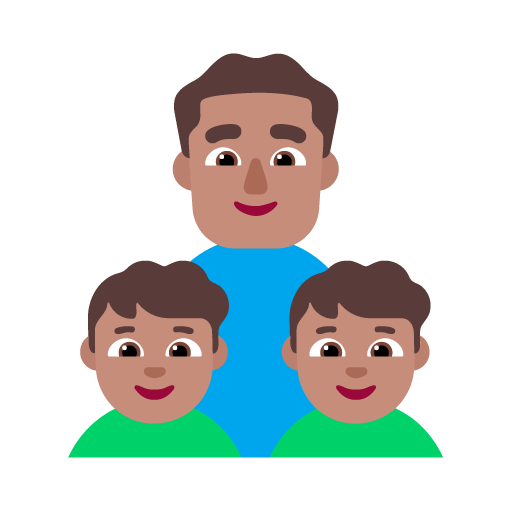Keluarga - Pria: Warna Kulit Sedang, Anak laki-laki: Warna Kulit Sedang, Anak laki-laki: Warna Kulit Sedang