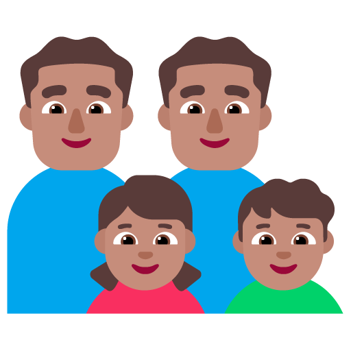 Familia - Hombre: Tono de Piel Medio, Hombre: Tono de Piel Medio, Niña: Tono de Piel Medio, Niño: Tono de Piel Medio