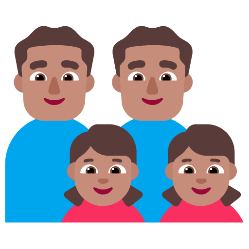 Familia - Hombre: Tono de Piel Medio, Hombre: Tono de Piel Medio, Niña: Tono de Piel Medio, Niña: Tono de Piel Medio