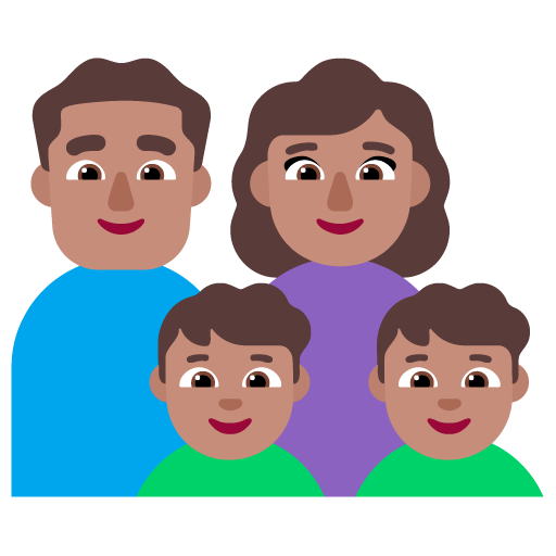 Familia - Hombre: Tono de Piel Medio, Mujer: Tono de Piel Medio, Niño: Tono de Piel Medio, Niño: Tono de Piel Medio