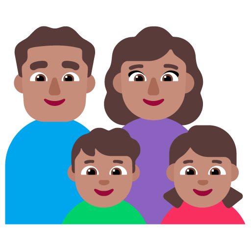 Familia - Hombre: Tono de Piel Medio, Mujer: Tono de Piel Medio, Niño: Tono de Piel Medio, Niña: Tono de Piel Medio