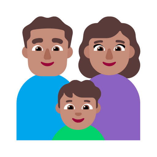 Familia - Hombre: Tono de Piel Medio, Mujer: Tono de Piel Medio, Niño: Tono de Piel Medio