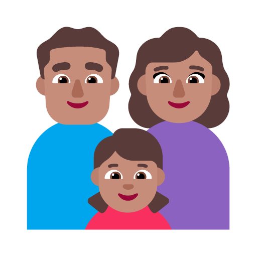 Familia - Hombre: Tono de Piel Medio, Mujer: Tono de Piel Medio, Niña: Tono de Piel Medio