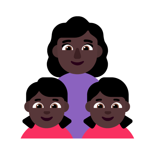 Familia - Mujer: Tono de Piel Oscuro, Niña: Tono de Piel Oscuro, Niña: Tono de Piel Oscuro