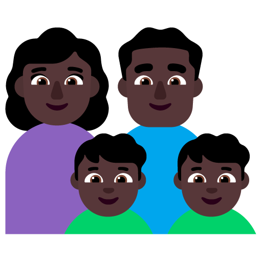 Keluarga - Wanita: Warna Kulit Gelap, Pria: Warna Kulit Gelap, Anak laki-laki: Warna Kulit Gelap, Anak laki-laki: Warna Kulit Gelap