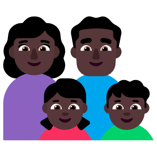 Keluarga - Wanita: Warna Kulit Gelap, Pria: Warna Kulit Gelap, Anak perempuan: Warna Kulit Gelap, Anak laki-laki: Warna Kulit Gelap