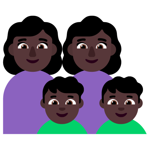 Keluarga - Wanita: Warna Kulit Gelap, Wanita: Warna Kulit Gelap, Anak laki-laki: Warna Kulit Gelap, Anak laki-laki: Warna Kulit Gelap
