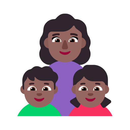 Familia - Mujer: Tono de Piel Oscuro Medio, Niño: Tono de Piel Oscuro Medio, Niña: Tono de Piel Oscuro Medio