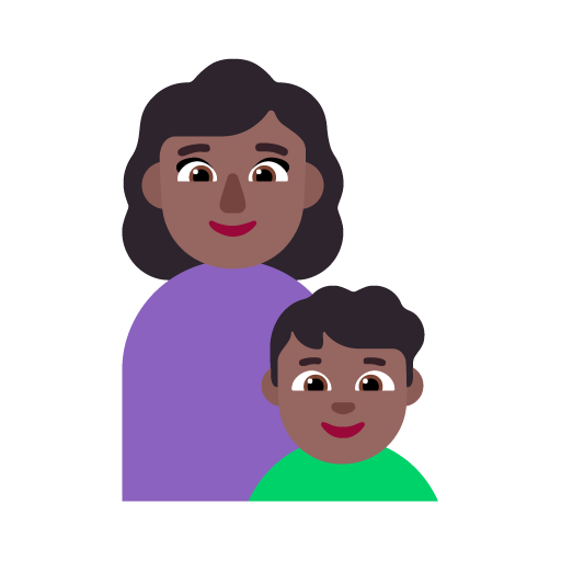 Familia - Mujer: Tono de Piel Oscuro Medio, Niño: Tono de Piel Oscuro Medio