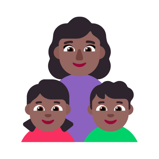 Familia - Mujer: Tono de Piel Oscuro Medio, Niña: Tono de Piel Oscuro Medio, Niño: Tono de Piel Oscuro Medio