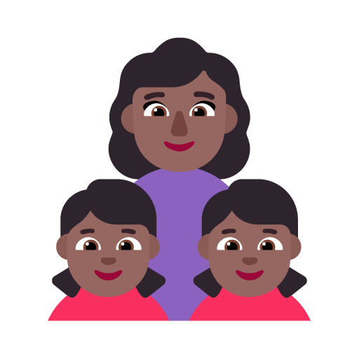 Familia - Mujer: Tono de Piel Oscuro Medio, Niña: Tono de Piel Oscuro Medio, Niña: Tono de Piel Oscuro Medio