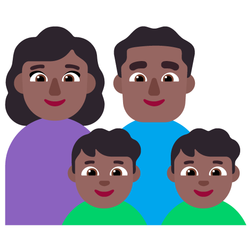 Keluarga - Wanita: Warna Kulit Gelap-Sedang, Pria: Warna Kulit Gelap-Sedang, Anak laki-laki: Warna Kulit Gelap-Sedang, Anak laki-laki: Warna Kulit Gelap-Sedang