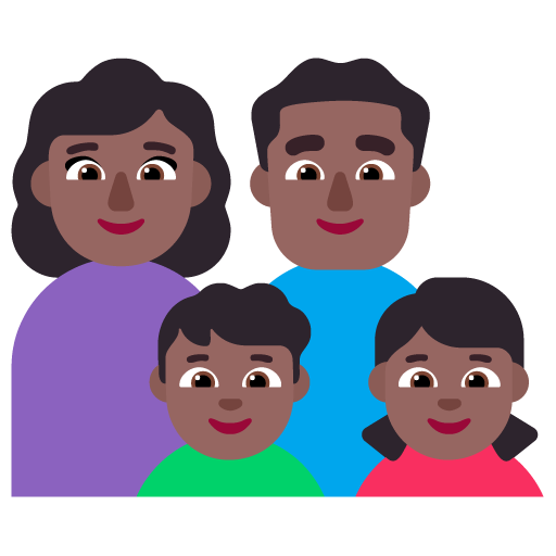 Keluarga - Wanita: Warna Kulit Gelap-Sedang, Pria: Warna Kulit Gelap-Sedang, Anak laki-laki: Warna Kulit Gelap-Sedang, Anak perempuan: Warna Kulit Gelap-Sedang