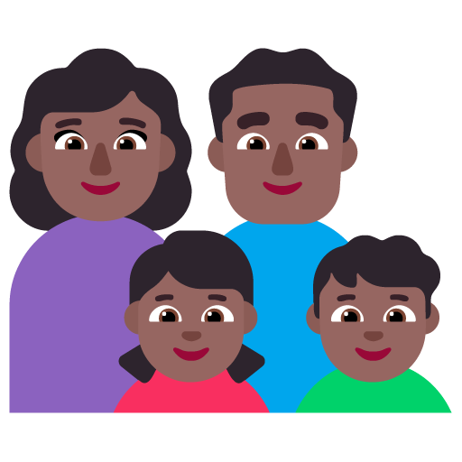 Keluarga - Wanita: Warna Kulit Gelap-Sedang, Pria: Warna Kulit Gelap-Sedang, Anak perempuan: Warna Kulit Gelap-Sedang, Anak laki-laki: Warna Kulit Gelap-Sedang