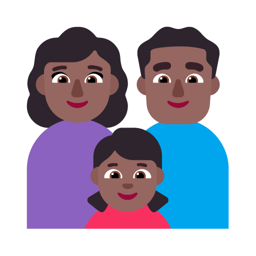 Keluarga - Wanita: Warna Kulit Gelap-Sedang, Pria: Warna Kulit Gelap-Sedang, Anak perempuan: Warna Kulit Gelap-Sedang