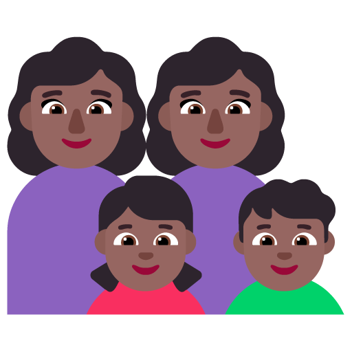 Keluarga - Wanita: Warna Kulit Gelap-Sedang, Wanita: Warna Kulit Gelap-Sedang, Anak perempuan: Warna Kulit Gelap-Sedang, Anak laki-laki: Warna Kulit Gelap-Sedang