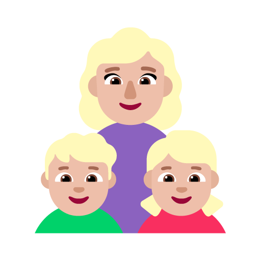 Familia - Mujer: Tono de Piel Claro Medio, Niño: Tono de Piel Claro Medio, Niña: Tono de Piel Claro Medio