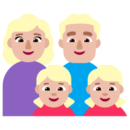 Keluarga - Wanita: Warna Kulit Cerah-Sedang, Pria: Warna Kulit Cerah-Sedang, Anak perempuan: Warna Kulit Cerah-Sedang, Anak perempuan: Warna Kulit Cerah-Sedang