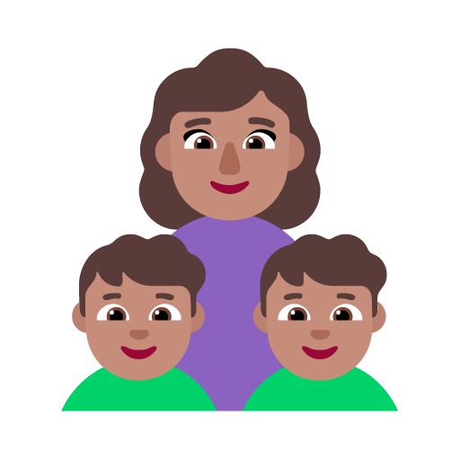 Familia - Mujer: Tono de Piel Medio, Niño: Tono de Piel Medio, Niño: Tono de Piel Medio