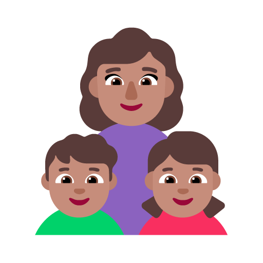 Familia - Mujer: Tono de Piel Medio, Niño: Tono de Piel Medio, Niña: Tono de Piel Medio