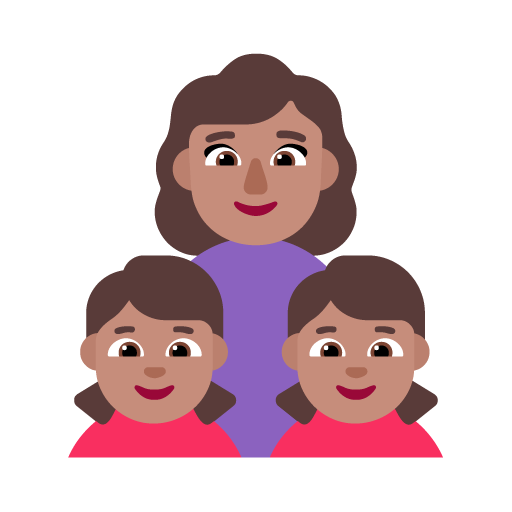 Familia - Mujer: Tono de Piel Medio, Niña: Tono de Piel Medio, Niña: Tono de Piel Medio