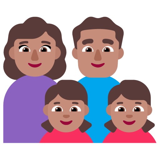 Keluarga - Wanita: Warna Kulit Sedang, Pria: Warna Kulit Sedang, Anak perempuan: Warna Kulit Sedang, Anak perempuan: Warna Kulit Sedang