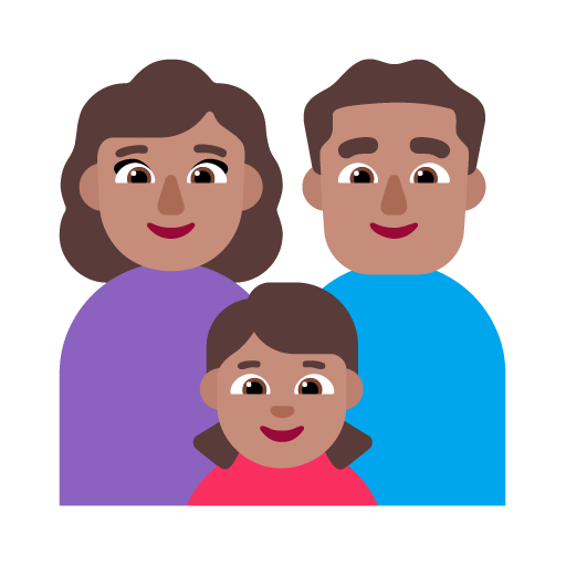 Keluarga - Wanita: Warna Kulit Sedang, Pria: Warna Kulit Sedang, Anak perempuan: Warna Kulit Sedang