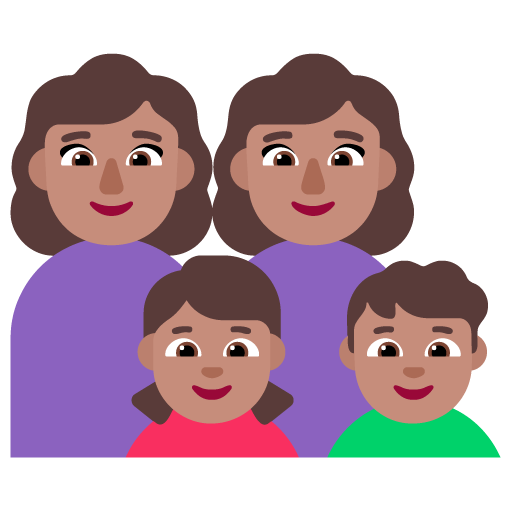 Keluarga - Wanita: Warna Kulit Sedang, Wanita: Warna Kulit Sedang, Anak perempuan: Warna Kulit Sedang, Anak laki-laki: Warna Kulit Sedang