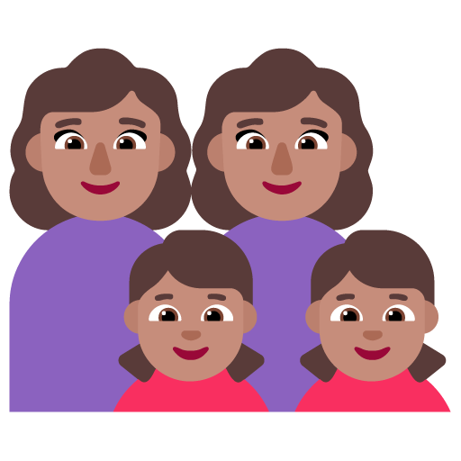 Keluarga - Wanita: Warna Kulit Sedang, Wanita: Warna Kulit Sedang, Anak perempuan: Warna Kulit Sedang, Anak perempuan: Warna Kulit Sedang