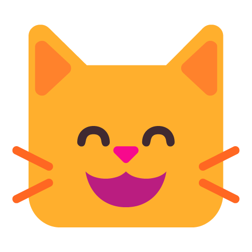 Wajah kucing gembira dengan mata bahagia