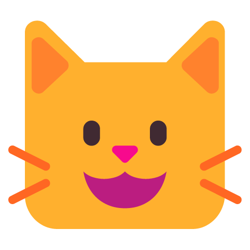 Wajah kucing tersenyum lebar