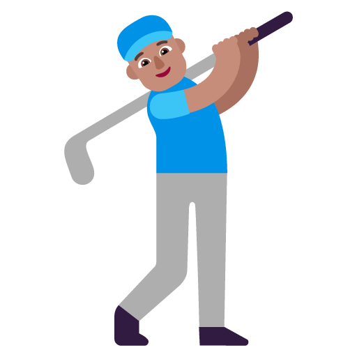 Pria bermain golf: Warna Kulit Sedang