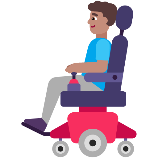 Pria dengan kursi roda bermotor: Warna Kulit Sedang