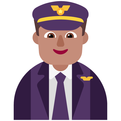 Pilot pria: Warna Kulit Sedang