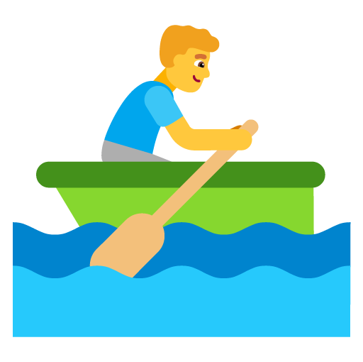 Pria mendayung perahu