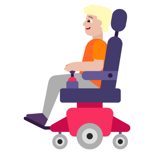 Orang dengan kursi roda bermotor: Warna Kulit Cerah-Sedang
