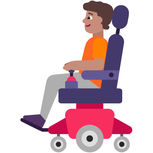 Orang dengan kursi roda bermotor: Warna Kulit Sedang