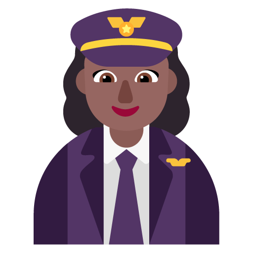 Pilot wanita: Warna Kulit Gelap-Sedang