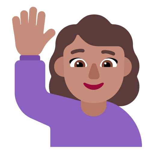 Wanita mengangkat tangan: Warna Kulit Sedang